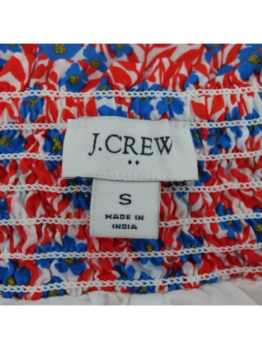 J Crew Women Small Red White Blue Floral Flower Stretch Skirt Lined USA American